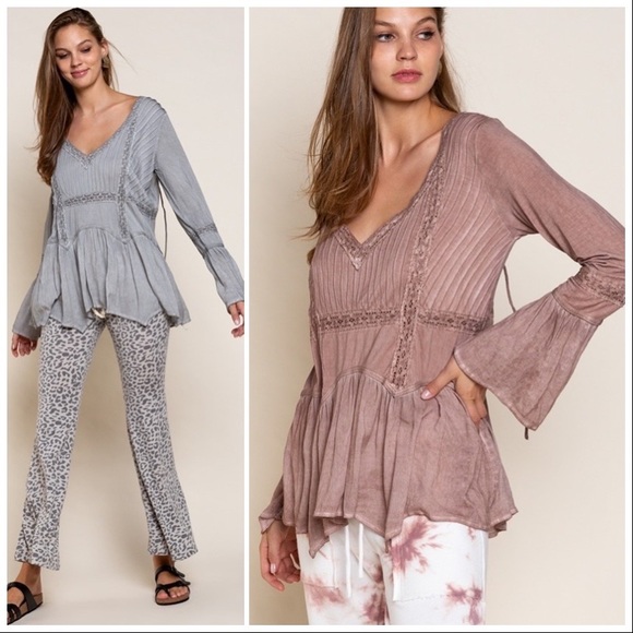 POL Stone Grey Tie Up Top - Picture 3 of 13